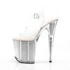 Pleaser - FLAMINGO808G Sandale à bride à la cheville, Pole dance chaussures - Chaussures de pole dance - Couleur argent/Transparent Product image